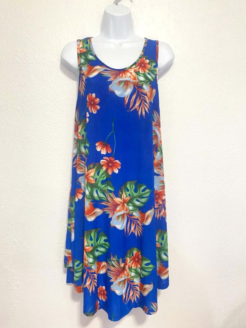 Isla Bonita Women's Beach Tropical Vacation Dress Floral Blue One Size